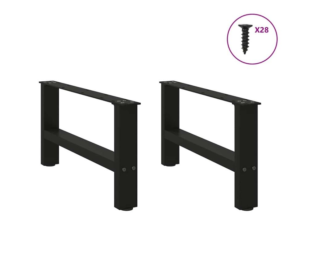 Крака за масичка за кафе, черни, 2 бр., 70 x (30-31) см, стомана - 4