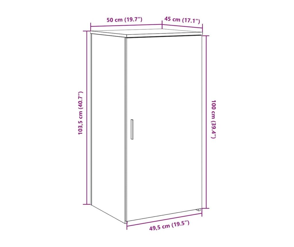 Шкаф за съхранение бетонно сив 50x45x103,5 см инженерно дърво - 10