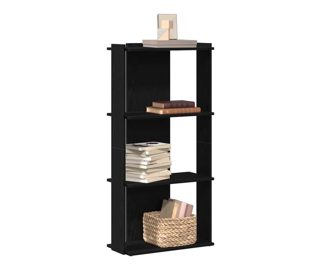 Библиотека 3 рафта черна 60x30x120 см инженерно дърво - 2