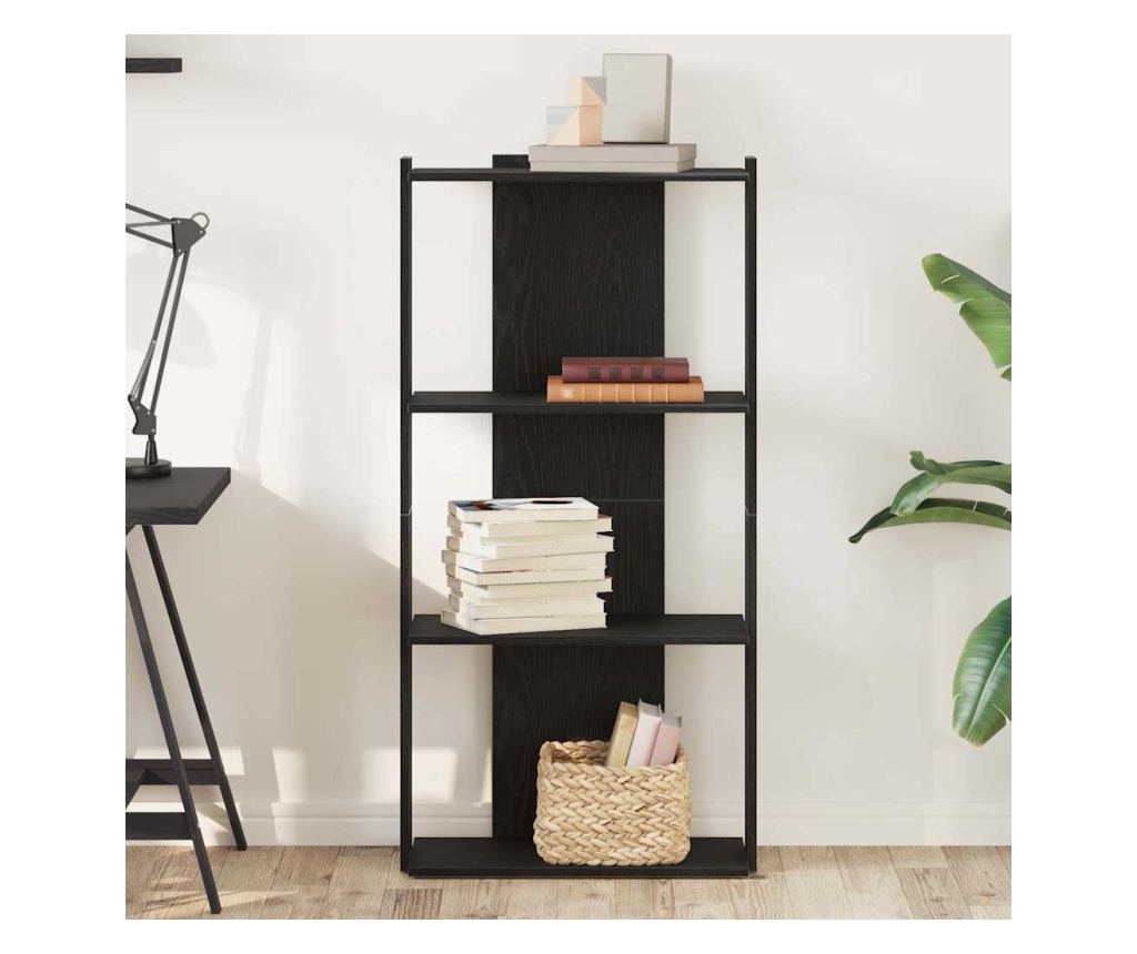 Библиотека 3 рафта черна 60x30x120 см инженерно дърво - 3