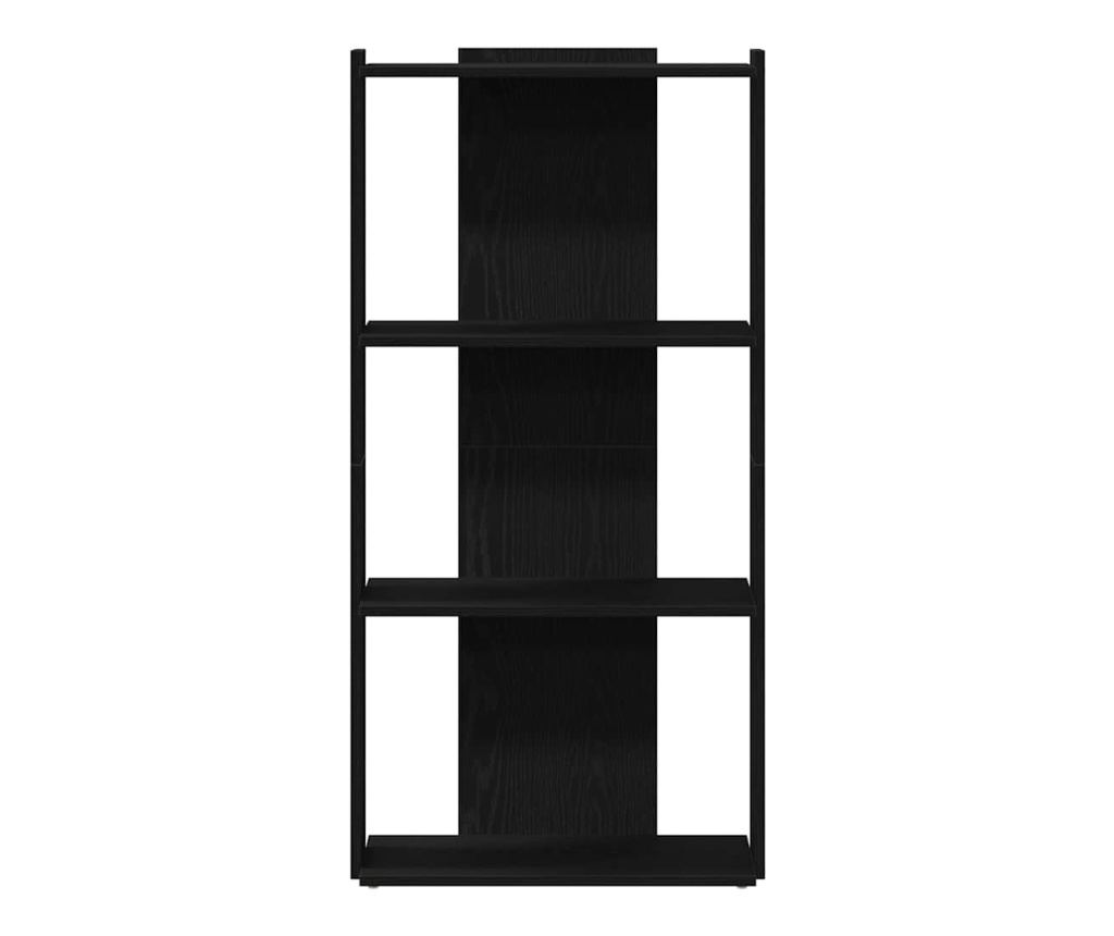 Библиотека 3 рафта черна 60x30x120 см инженерно дърво - 4