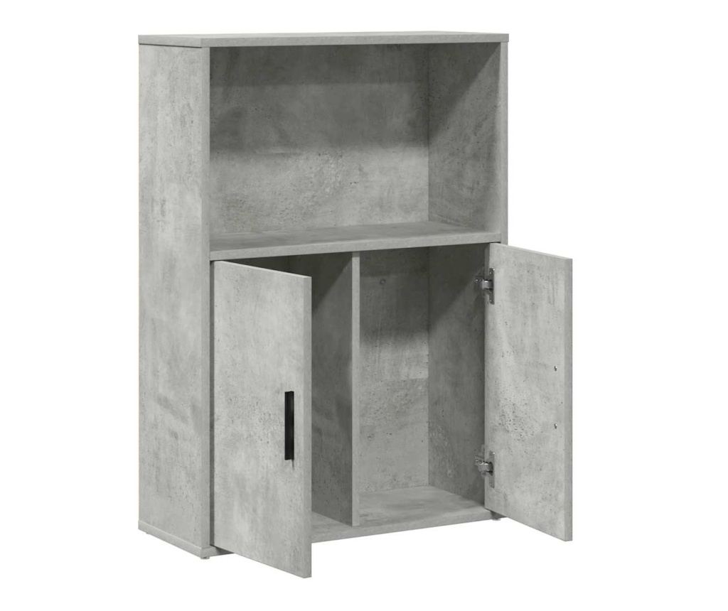 Библиотека, бетонно сива, 60x24x85 см, инженерно дърво - 4
