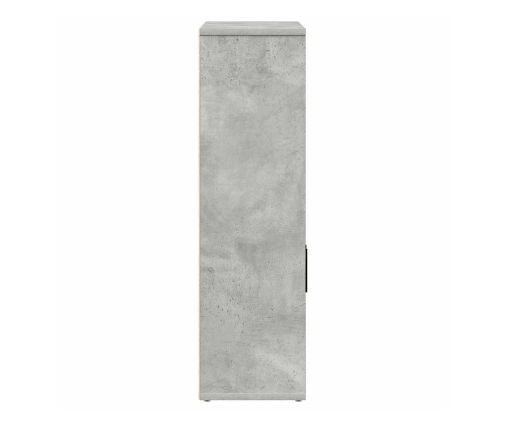 Библиотека, бетонно сива, 60x24x85 см, инженерно дърво - 5