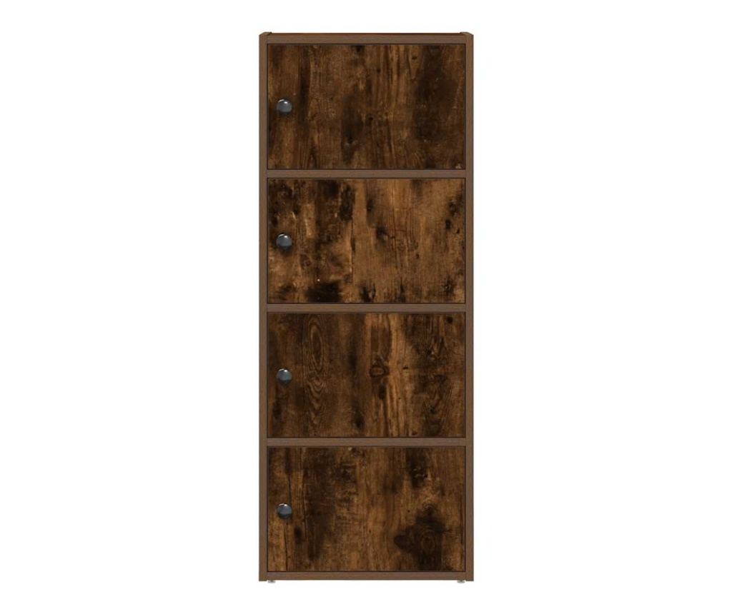 Библиотека, опушен дъб, 40x24x102 см, инженерно дърво - 4