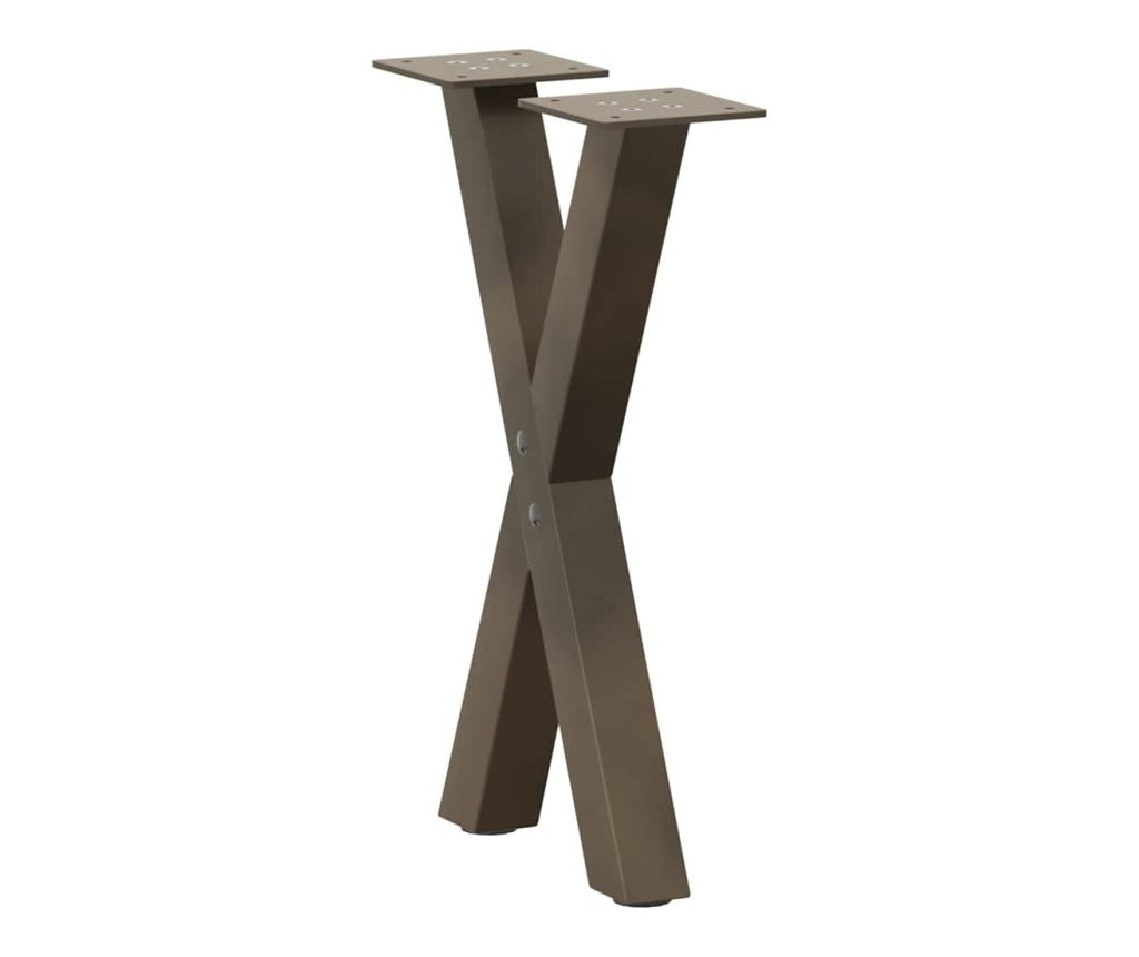 Крака за масичка за кафе, X-образни, 2 бр., естествена стомана, 28 x (42-43) см, стомана - 4