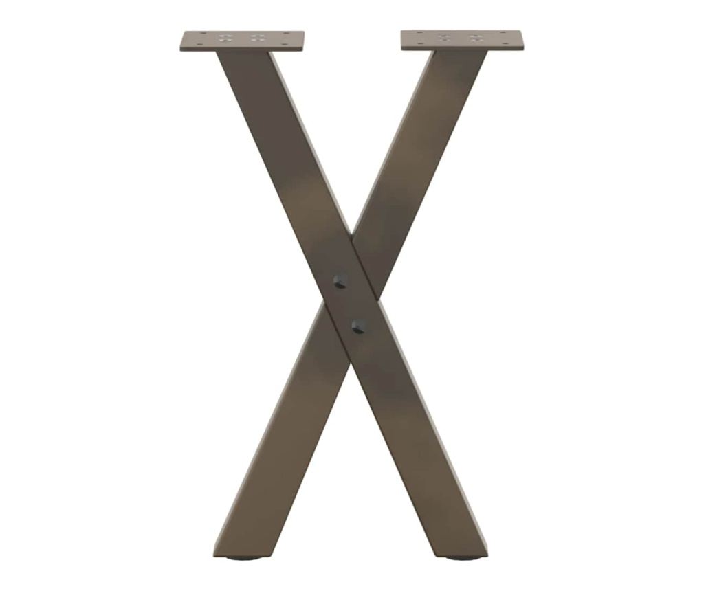 Крака за масичка за кафе, X-образни, 2 бр., естествена стомана, 28 x (42-43) см, стомана - 5