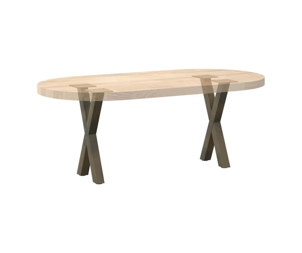 Крака за масичка за кафе, X-образни, 2 бр., естествена стомана, 28 x (42-43) см, стомана - 8