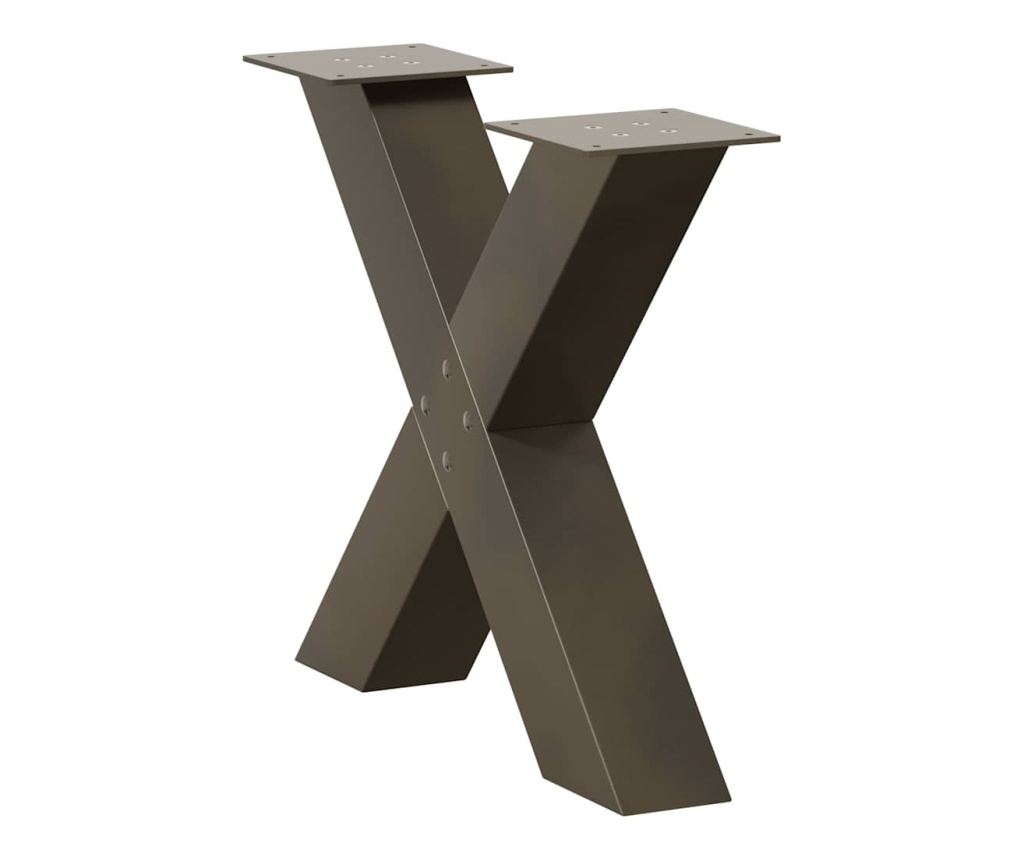 Крака за масичка за кафе, X-образни, 2 бр., естествена стомана, 60 x (42-43) см, стомана - 4