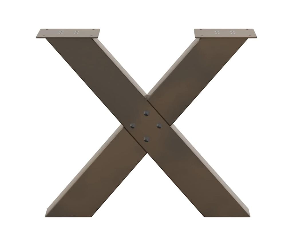 Крака за масичка за кафе, X-образни, 2 бр., естествена стомана, 60 x (42-43) см, стомана - 5