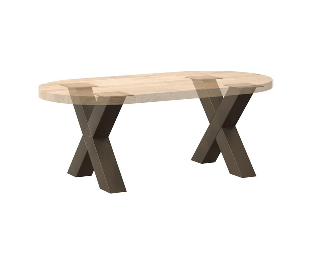 Крака за масичка за кафе, X-образни, 2 бр., естествена стомана, 60 x (42-43) см, стомана - 8