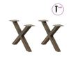 Крака за масичка за кафе, X-образни, 2 бр., естествена стомана, 50 x (30-31) см, стомана thumbnail 3