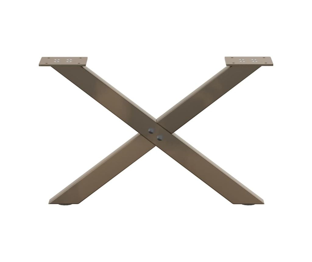 Крака за масичка за кафе, X-образни, 2 бр., естествена стомана, 50 x (30-31) см, стомана - 4