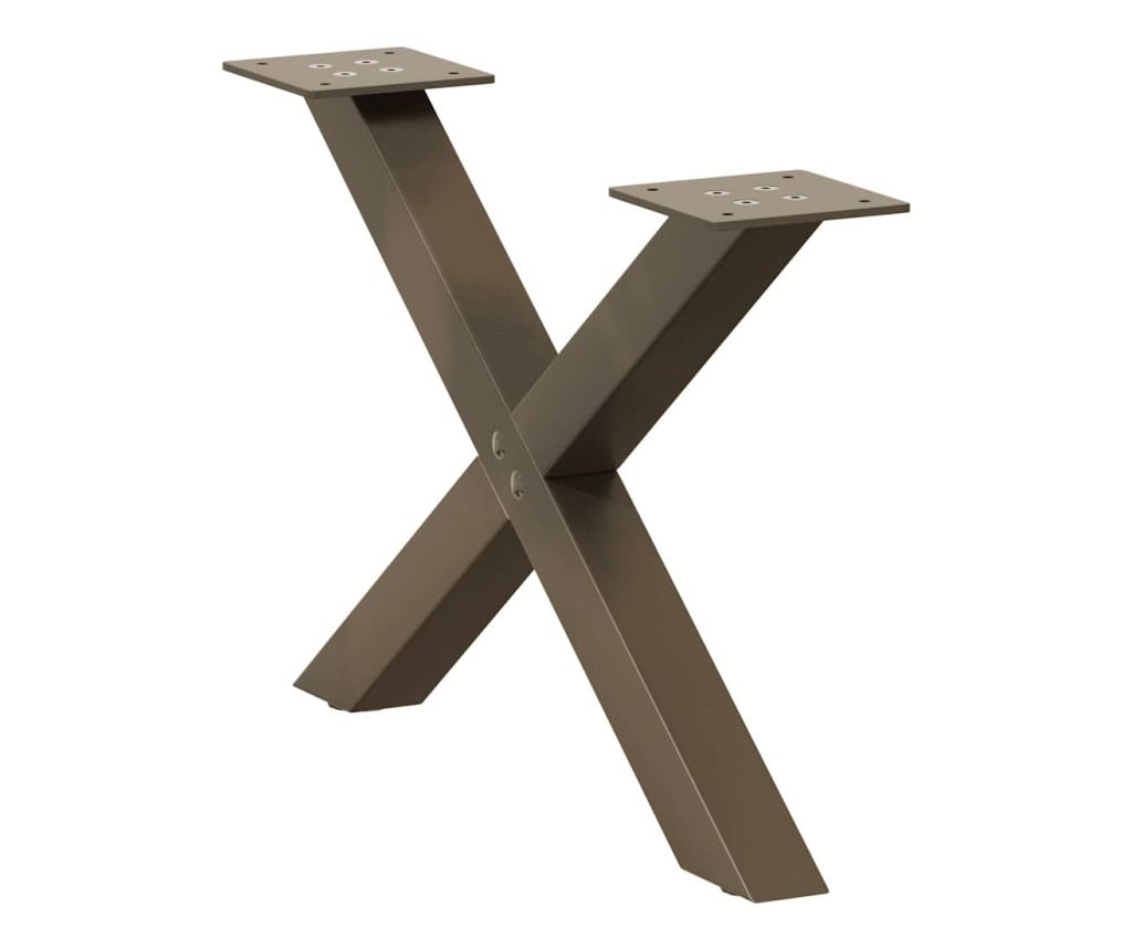 Крака за масичка за кафе, X-образни, 2 бр., естествена стомана, 50 x (30-31) см, стомана - 5