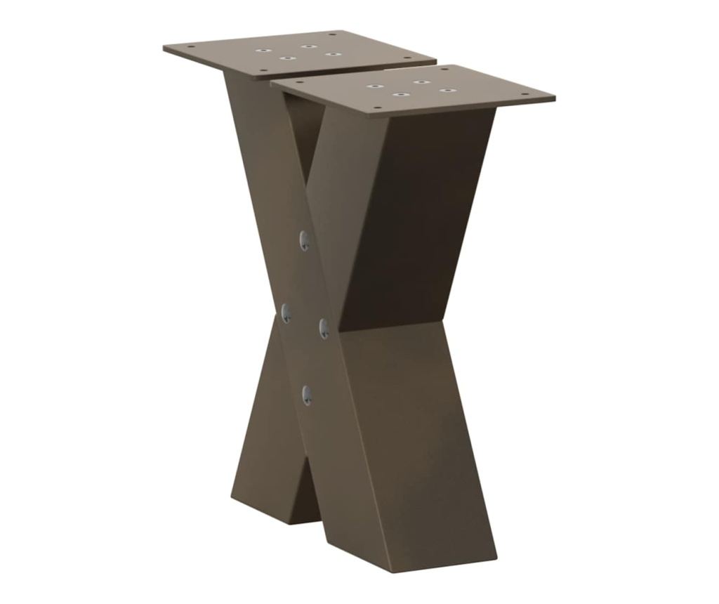 Крака за масичка за кафе, X-образни, 2 бр., естествена стомана, 40 x (30-31) см, стомана - 4