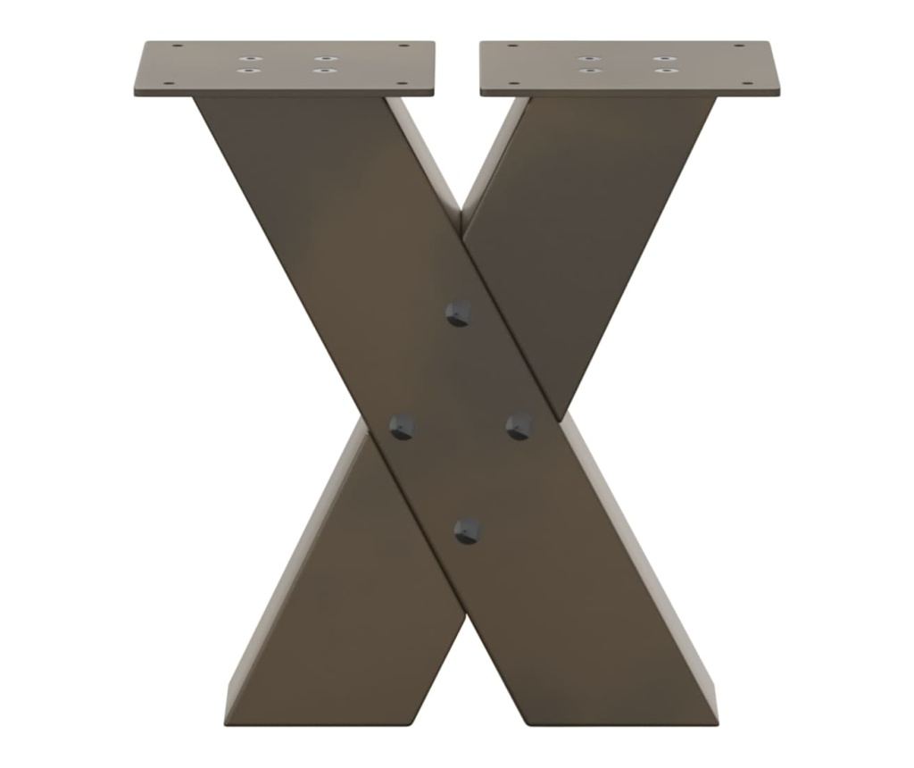 Крака за масичка за кафе, X-образни, 2 бр., естествена стомана, 40 x (30-31) см, стомана - 5