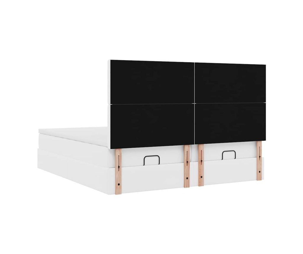 Османска легло с матраци&LED, бяло, 200x200 см, изкуствена кожа - 8