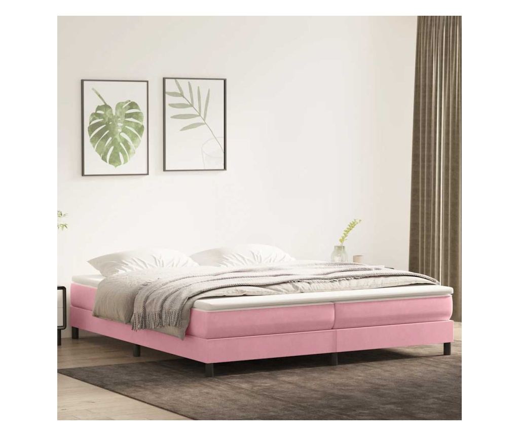 Box Spring легло без матрак розово 200x210 cm кадифе - 2