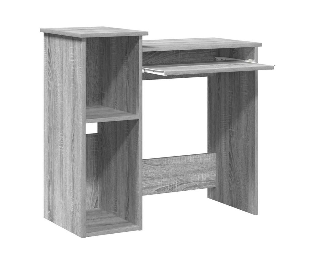 Бюро с рафтове, сив сонома, 84x40x78 см, инженерно дърво - 4