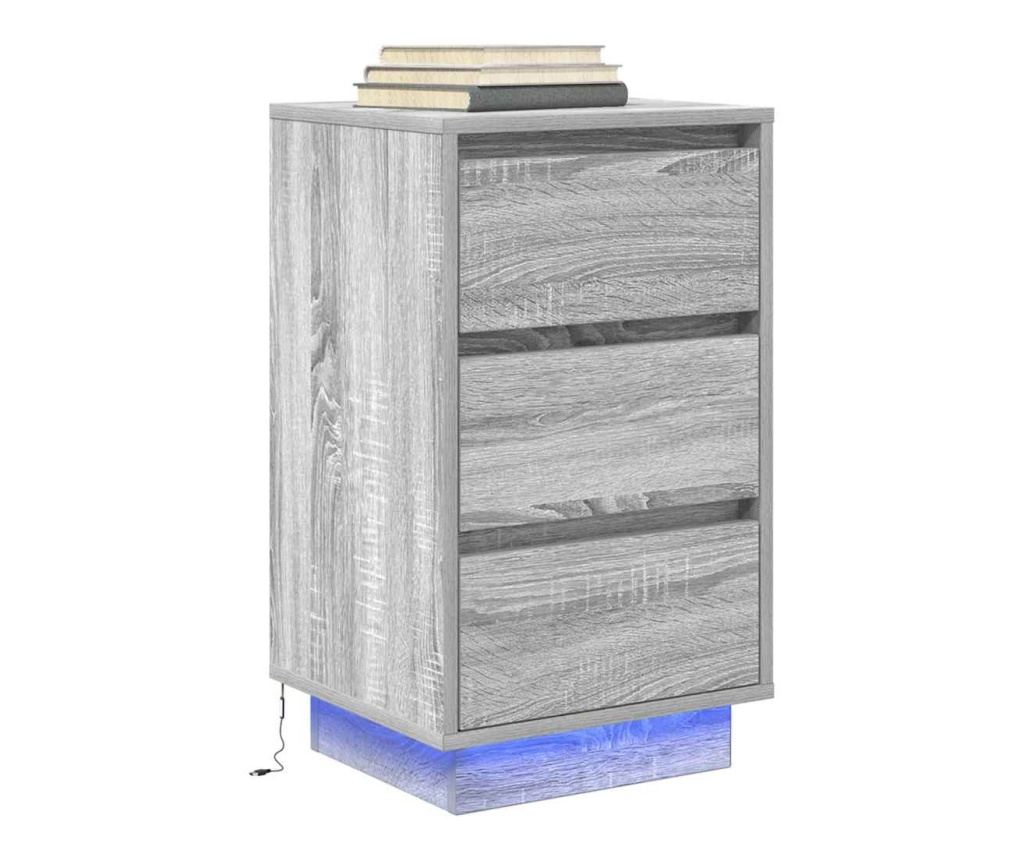Нощен шкаф с LED осветление Grey Sonoma 38x34x65 cm - 5