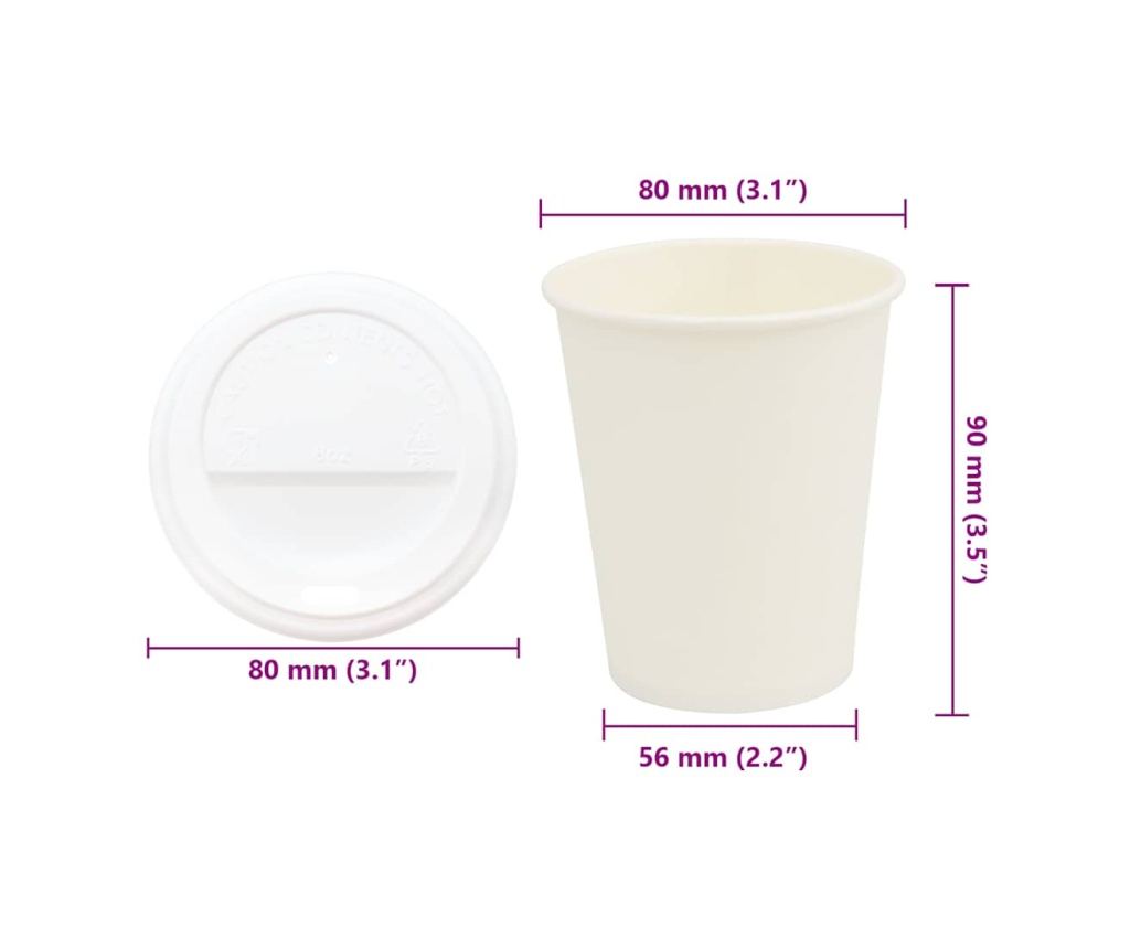 хартиени чаши за кафе с капачки 1000 бр. 8oz 200ml - 10