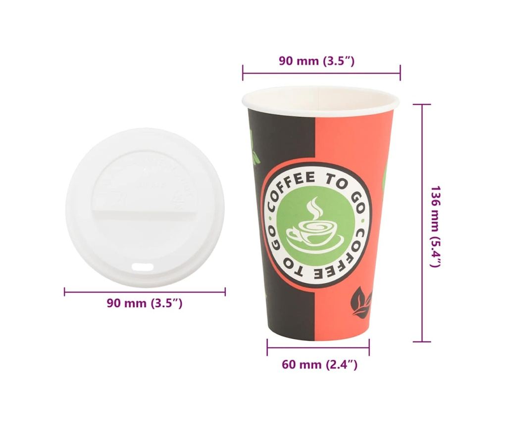 хартиени чаши за кафе с капачки 1000 бр. 16oz 400ml - 10