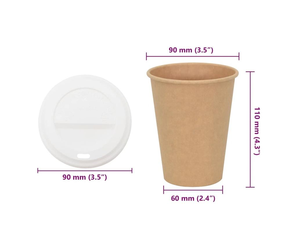 Хартиени чаши за кафе с капачки 1000 бр. 12oz 300ml - 10