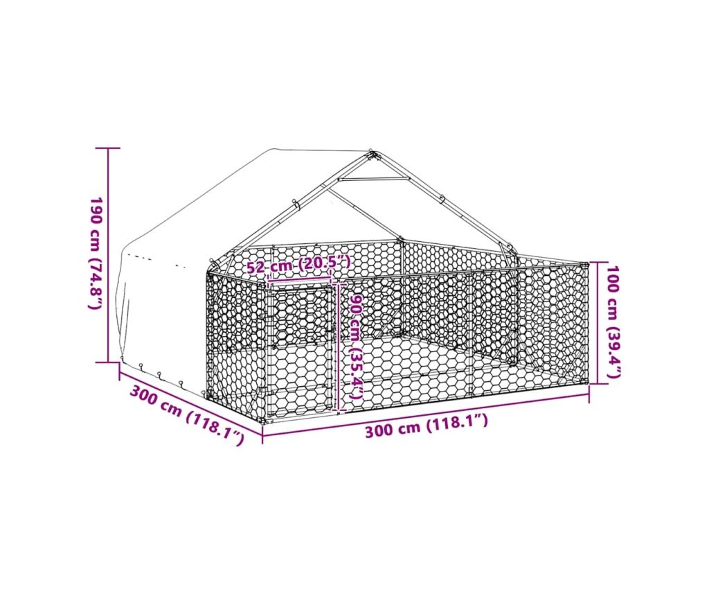 Открита кучешка колиба с бягаща пътека 3x3x1,9 m - 8