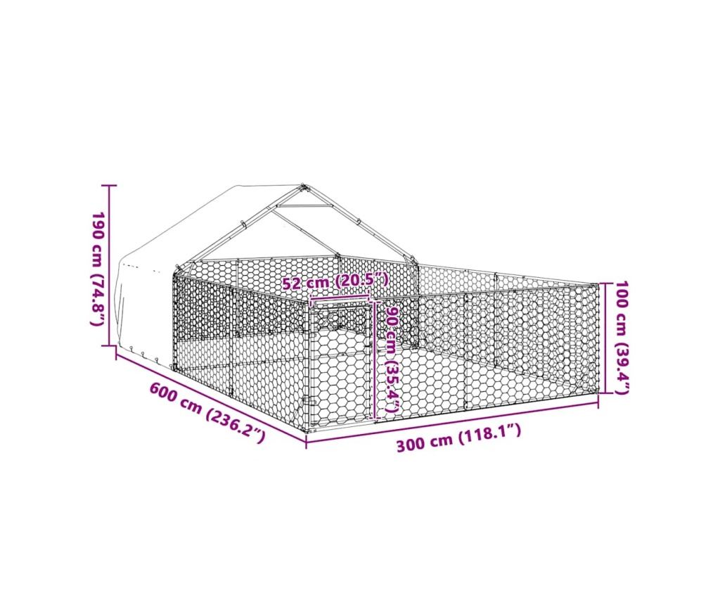 Открита кучешка колиба с бягаща пътека 6x3x1,9 m - 8
