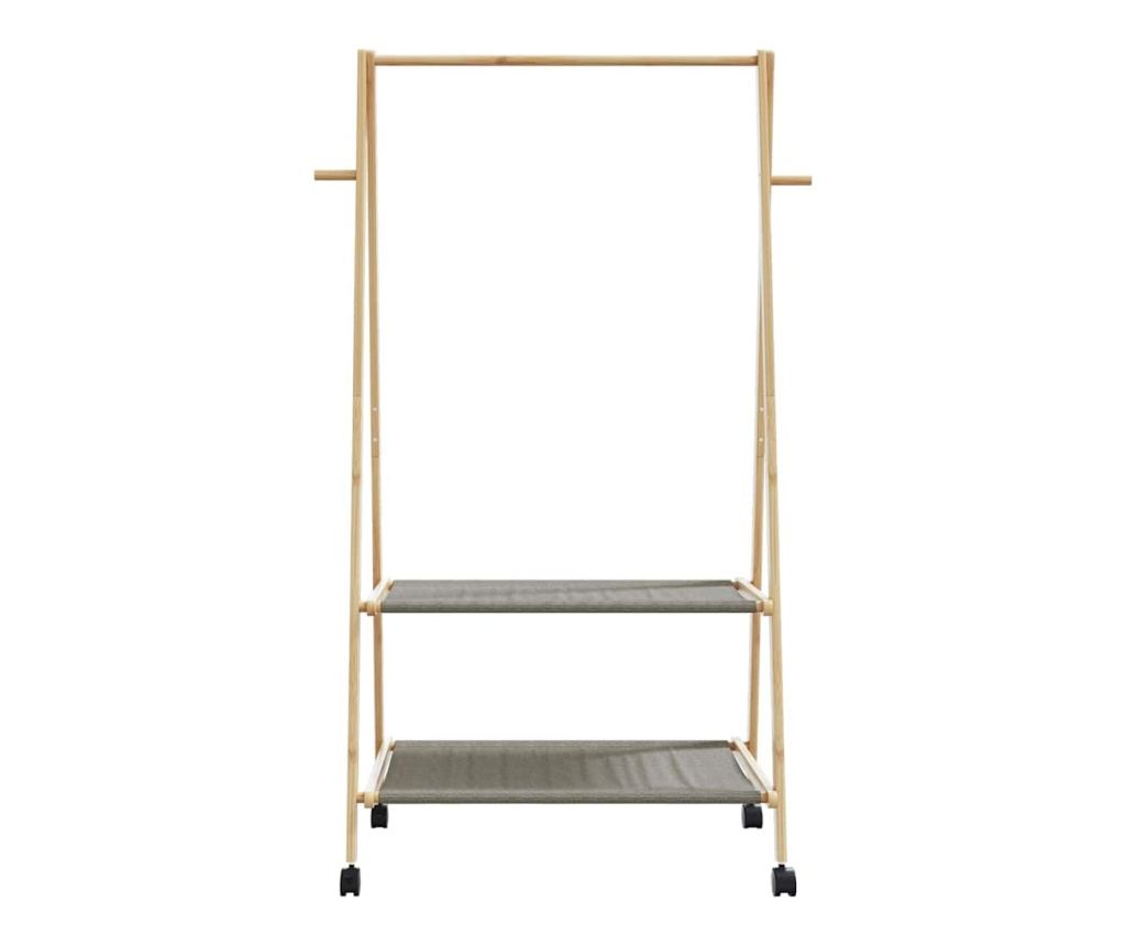 vidaXLL Стелаж за дрехи с рафтове и колела 96x45,5x155,5 cm Бамбук - 4