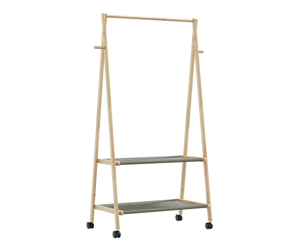 vidaXLL Стелаж за дрехи с рафтове и колела 96x45,5x155,5 cm Бамбук - 6