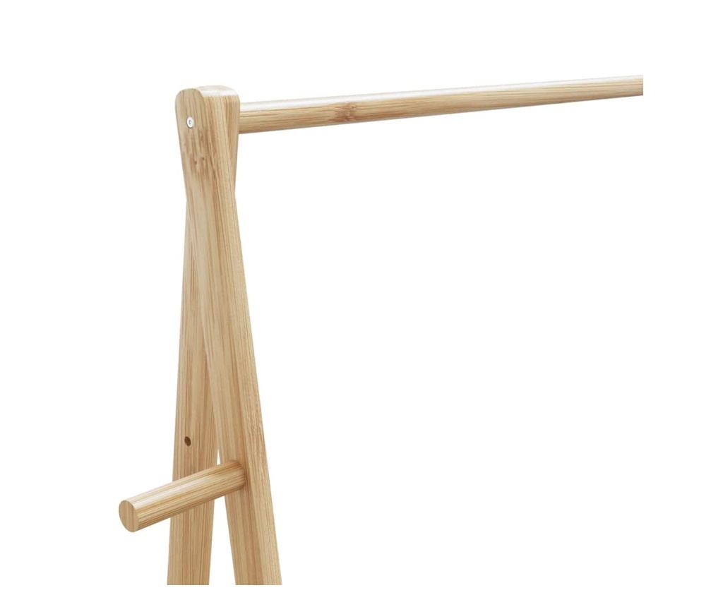 vidaXLL Стелаж за дрехи с рафтове и колела 96x45,5x155,5 cm Бамбук - 7