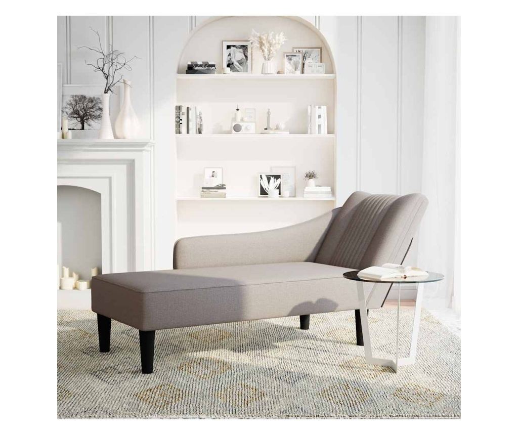 Шезлонг с десен подлакътник Taupe Fabric - 2