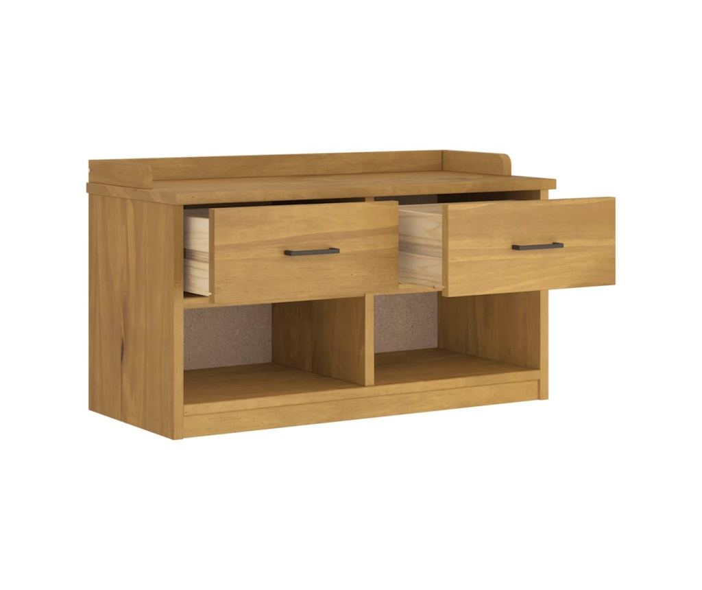 vidaXLL Пейка за антре SANDNES 87x40x50 cm Масивна дървесина Бор - 6