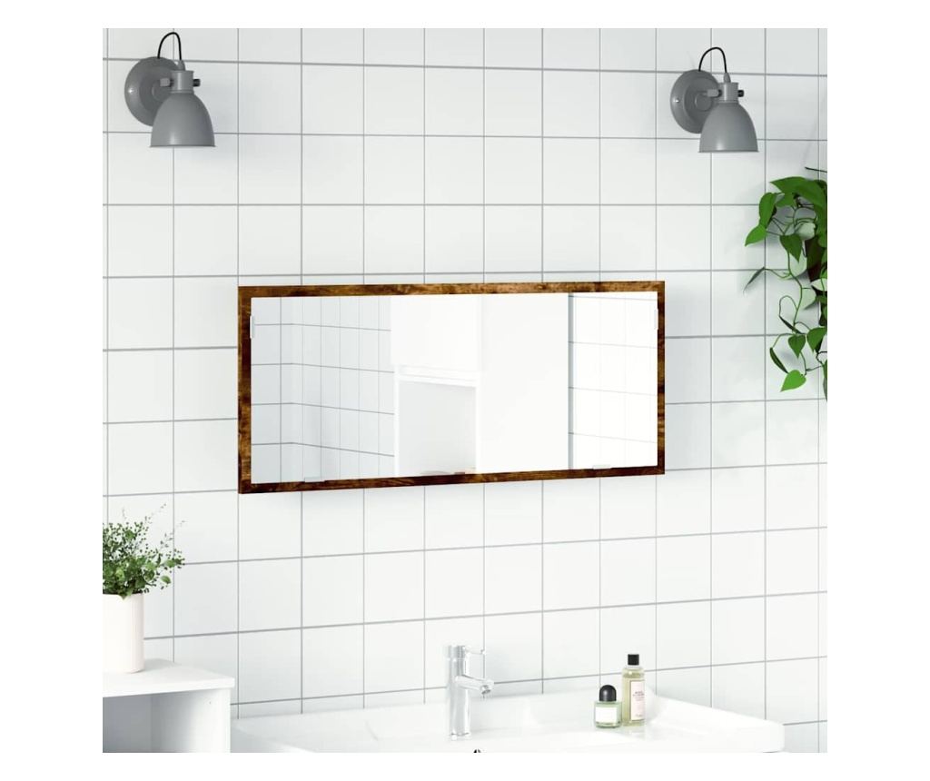 LED огледало за баня опушен дъб 100x8,5x37 cm - 4