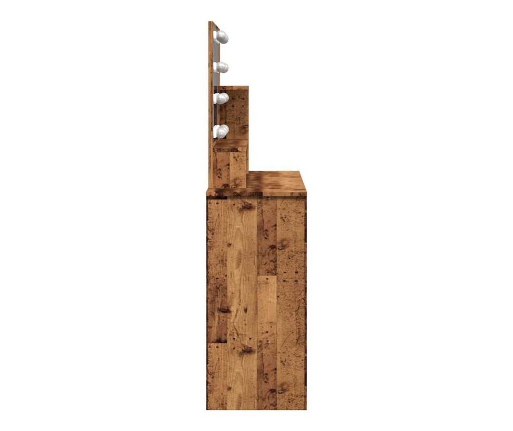 Тоалетка с LED Старо дърво 86,5x35x136 cm - 6