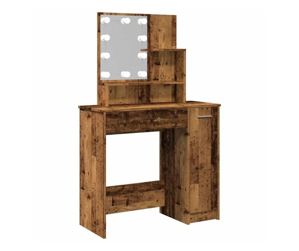 Тоалетка с LED Старо дърво 86,5x35x136 cm - 8