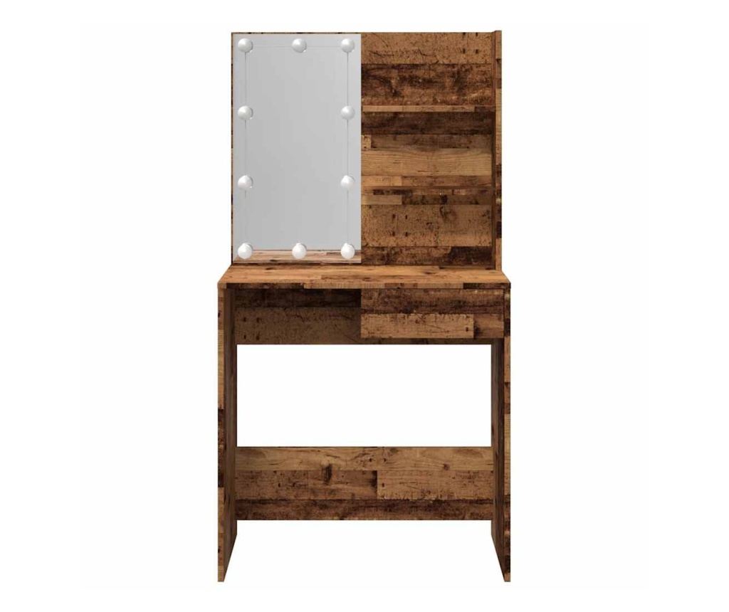 Тоалетка с LED Старо дърво 74,5x40x141 cm - 5