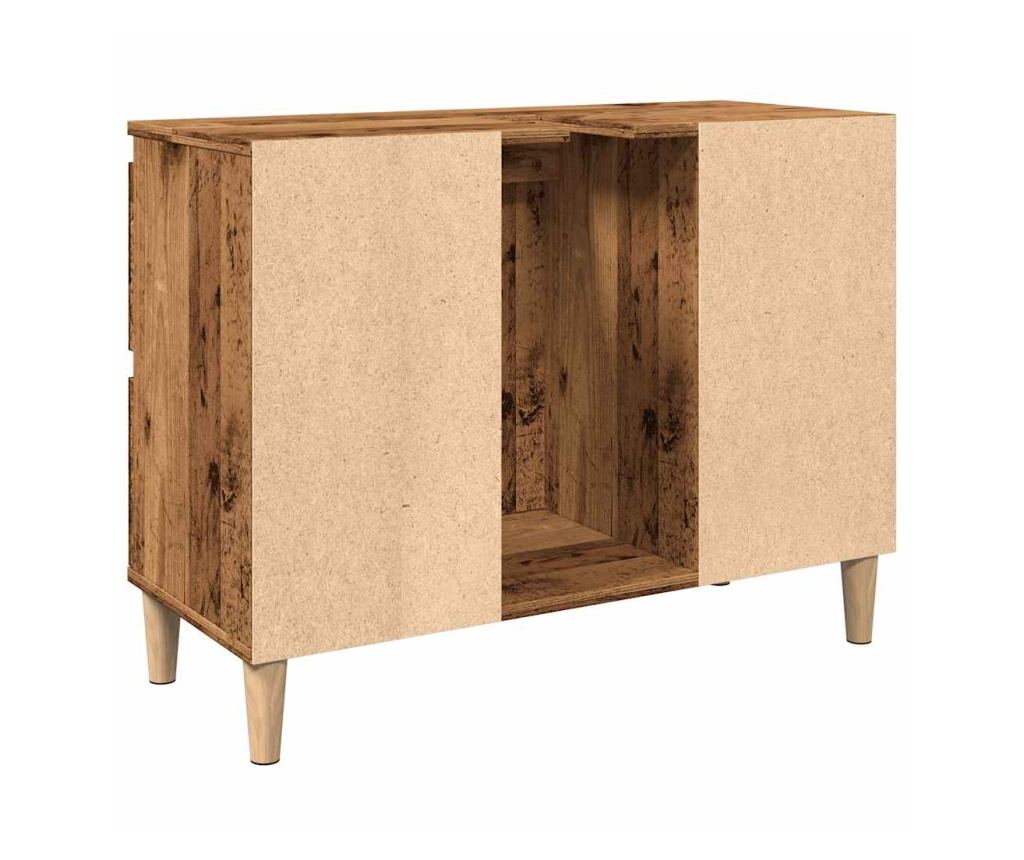 Шкаф за мивка, старо дърво, 80x33x60 см, инженерно дърво - 7
