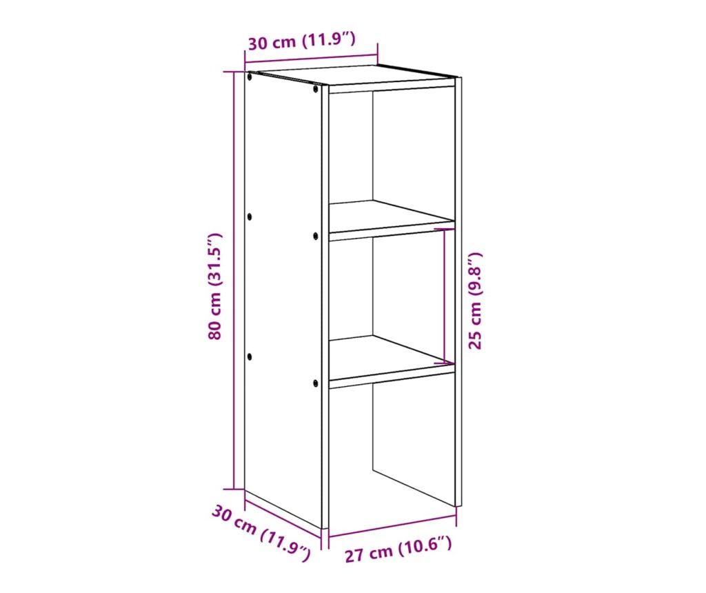 Стелаж за книги с възможност за подреждане в бяло 30x30x80 cm - 9