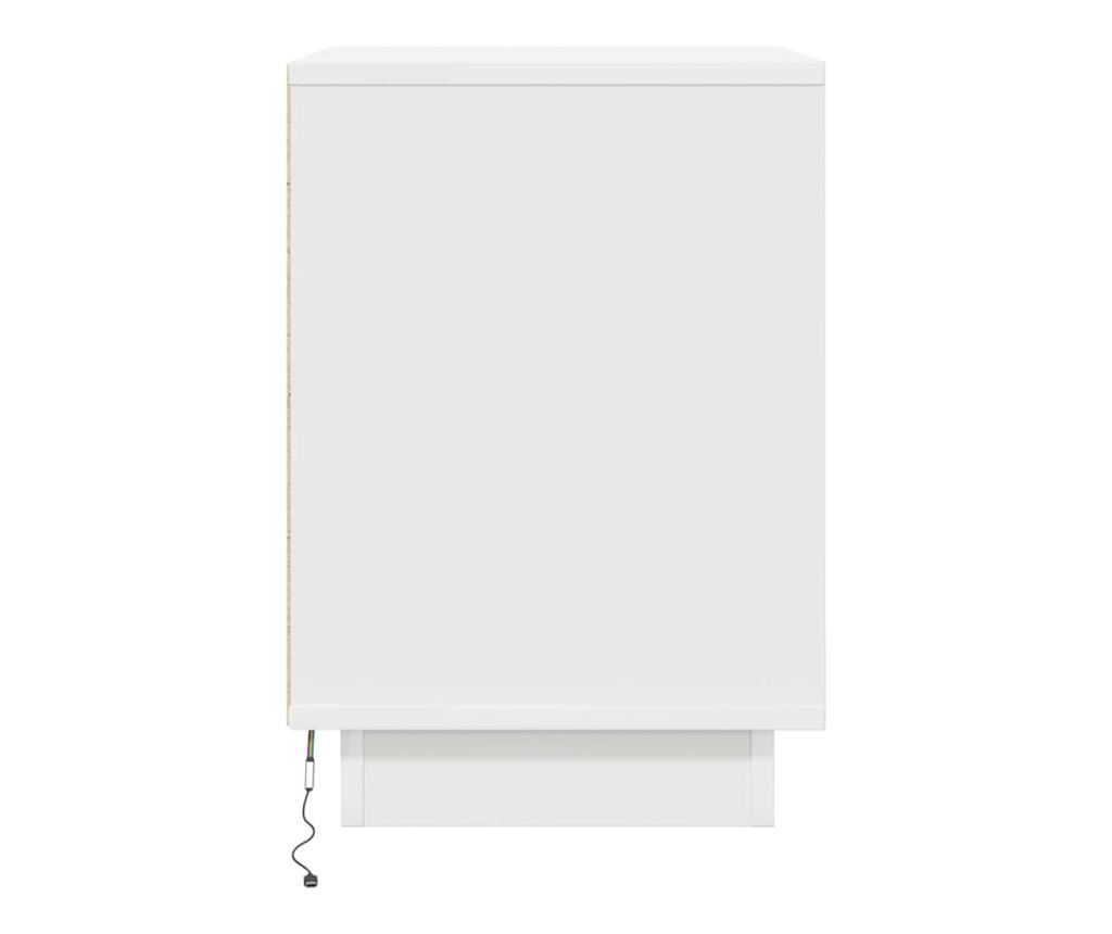 Нощно шкафче с LED осветление бяло 38x34x50 cm - 7