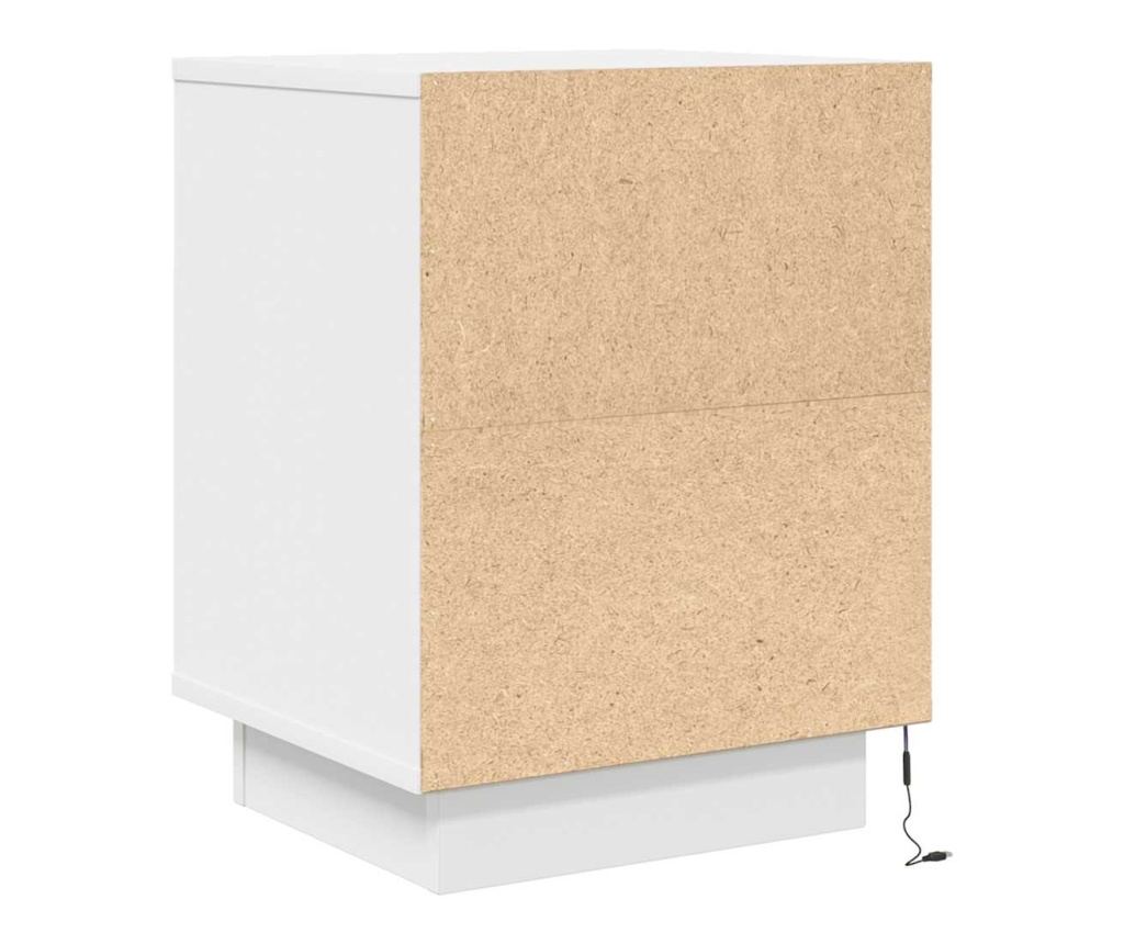 Нощно шкафче с LED осветление бяло 38x34x50 cm - 8
