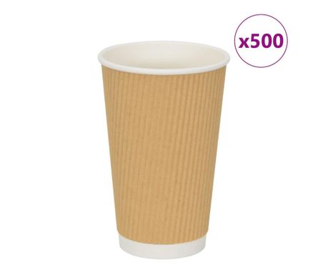 papirnate šalice za kavu 500 kom 16 oz 400 ml smeđe