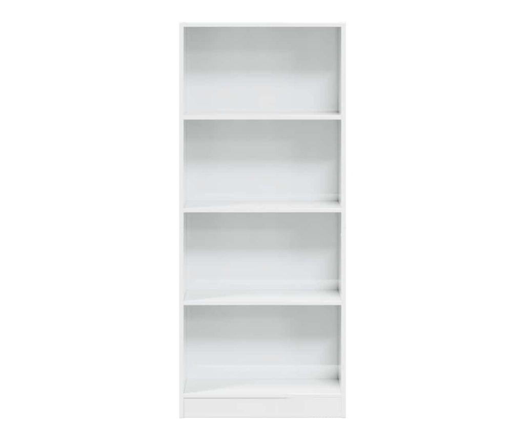Библиотека, бял гланц, 60x24x143 см, инженерно дърво - 4