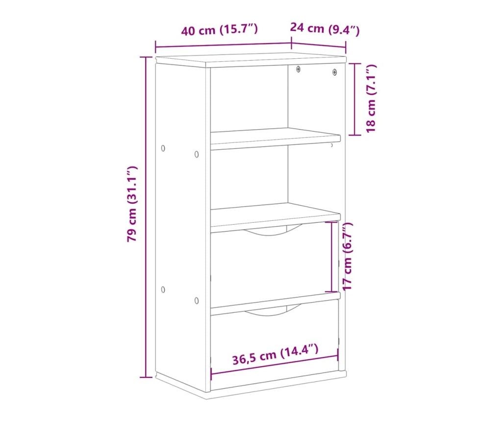 Страничен шкаф с чекмеджета ODDA White 40x24x79 cm - 10