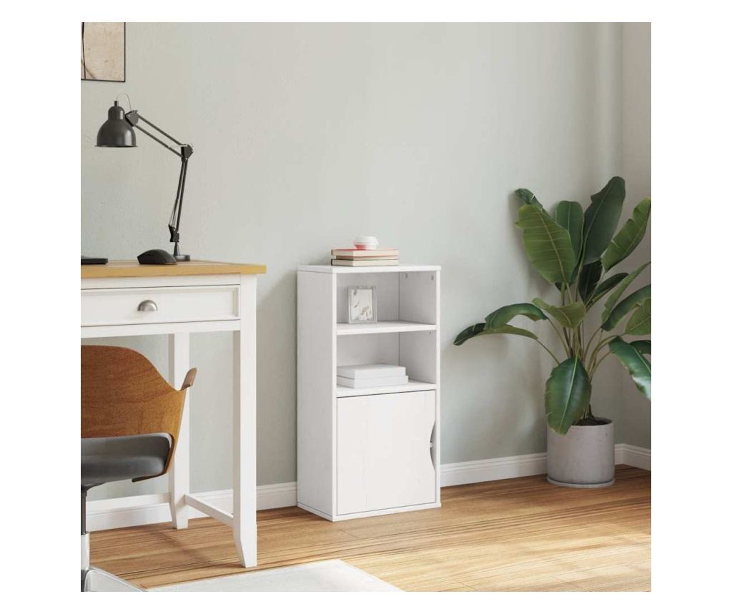 Страничен шкаф ODDA White 40x24x79 cm Масивна дървесина Бор - 4