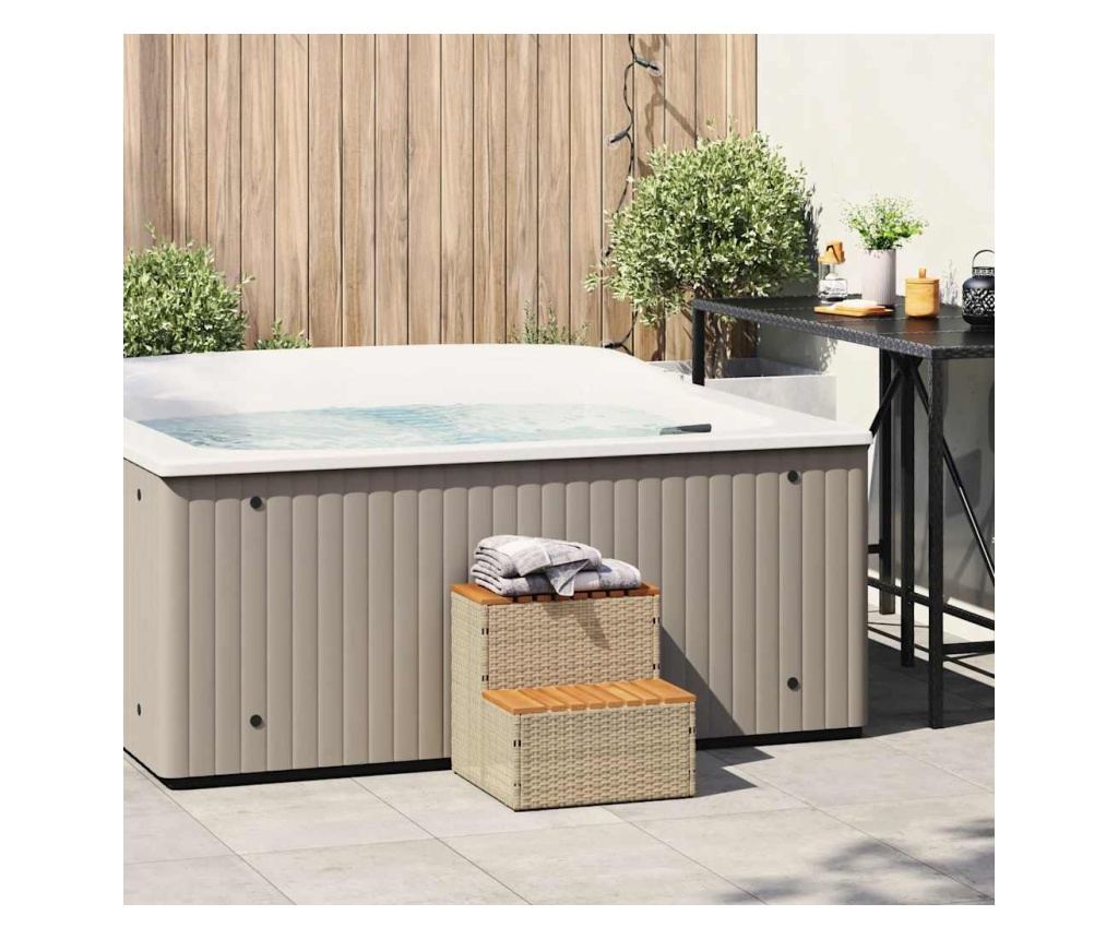 Стъпало за джакузи Beige 50x50x50,5 cm Поли ратан - 2