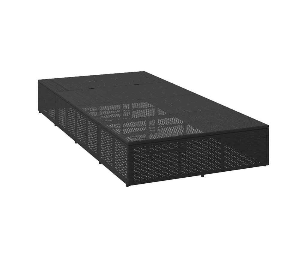 Шезлонг с плаваща възглавница Black Poly Rattan - 6