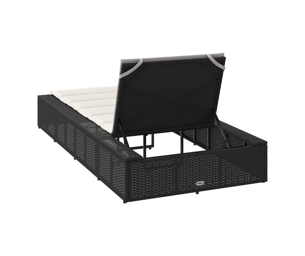 Шезлонг с плаваща възглавница Black Poly Rattan - 8