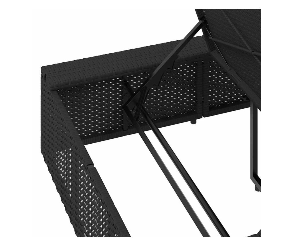 Шезлонг с плаваща възглавница Black Poly Rattan - 10