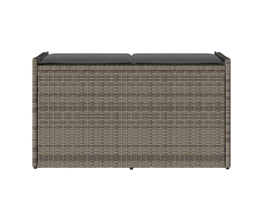 Външна пейка за съхранение с възглавница Grey 100 cm Поли ратан - 4